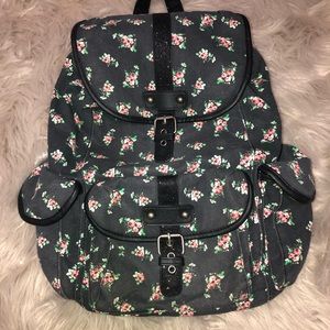 Black and Pink Floral Backpack!